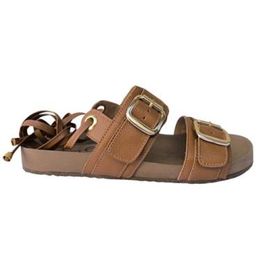 Imagem de Sandália Feminina Gladiadora Tira de Couro Ajustável Festas - ÁINE STO