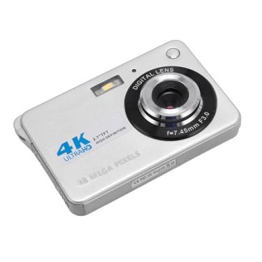 Imagem de Câmera Digital 4K 48MP HD Tela de 2,7 Polegadas Zoom 8X Autofoco Beleza Anti Vibração, Câmera de Bolso de Viagem para Adolescentes e Crianças (Prata)