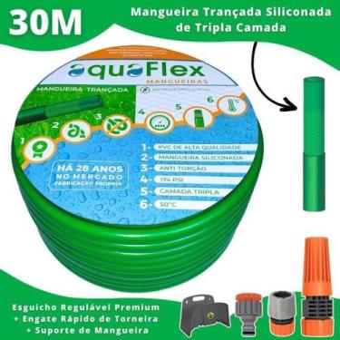 Imagem de Mangueira de Jardim AquaFlex Verde PVC Siliconado 30 Metros