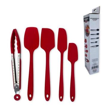 Imagem de Conjunto de Utensílios de Cozinha em Silicone Unyhome  5 peças, Vermel