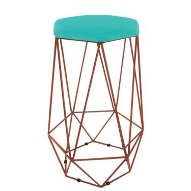 Imagem de Baqueta Paris Alta Hexagonal Base Bronze - Jbf Poltronas e Cia, Azul T