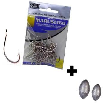 Imagem de Kit C/50 Anzol Marine Sports Maruseigo Nickel N16 + Chumbada