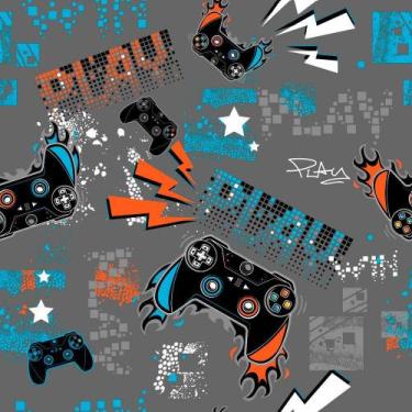 Imagem de Papel De Parede Auto Adesivo Controles Jogos Videogame Jovem Azul Lara