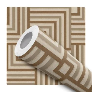 Imagem de Papel de Parede Vinílico Linhas Em Abstrato Marrom Quarto 5m - DELIQUA