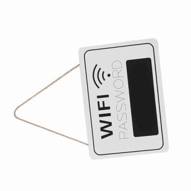Imagem de Sinal de Senha WiFi Vintage Akozon - Decoração de Parede para Cafés e Livrarias - Display Suspenso retrô para Convidados - Decoração Exclusiva de Cafeteria e Livraria (Branco)