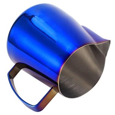 Imagem de Copo para Espuma de Leite Em Aço Inoxidável 304 Espessado Akozon Blue Rainbow - Ferramenta de café Barista de 400 Ml para Arte Com Leite, Cappuccino, Expresso e Bebidas Decorativas