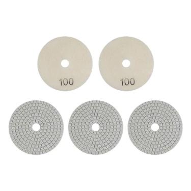 Imagem de HARFINGTON 5 peças de almofadas de polimento de diamante de 10 cm 100 almofadas de polimento molhado/seco para pedra de concreto mármore bancada quartzo para polidor moedor