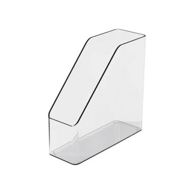 Imagem de Suporte de arquivo vertical, organizador de pasta de mesa transparente para documentos, pasta de arquivos, compartimento de armazenamento para escritório em casa