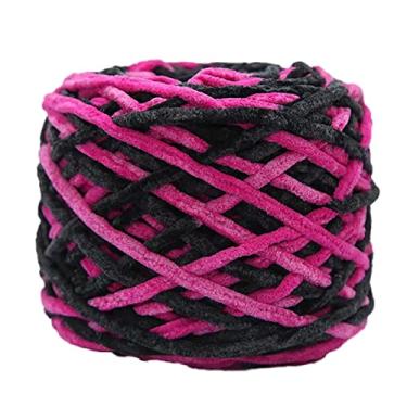 Imagem de novelos de malha – 100 m 165 g fio macio para projetos de artesanato de crochê e tricô, kit de crochê sortido para iniciantes roupas suéter lã de chenille para adultos e crianças - preto roxo rosa