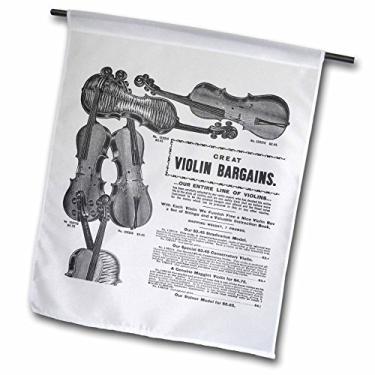 Imagem de 3dRose fl_33391_1 Bandeira de jardim de violinos preto e branco antigo, 30 x 45 cm