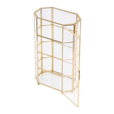 Imagem de UxicRuya Caixa de joias de vidro Caixa decorativa Caixa organizadora de exibição de joias geométricas