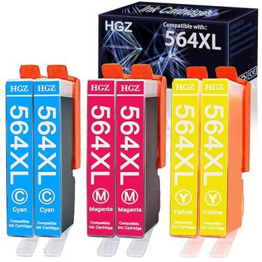 Imagem de HGZ Pacote com 6 cartuchos de tinta HP564 compatíveis com HP 564XL para HP Photosmart 5520 6520 7520 5510 6510 7510 7525 B8550 HP Premium C309A C410A HP Officejet 4620 HP Deskjet 3520