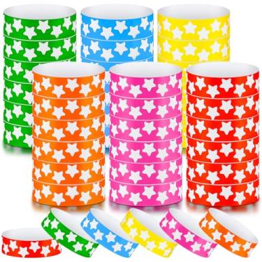 Imagem de Teling Pacote com 600 pulseiras neon star pulseiras de papel para eventos adesivos para eventos, pulseiras de braço para eventos, festas, pulseiras para aniversário, casamento, festa neon brilhante
