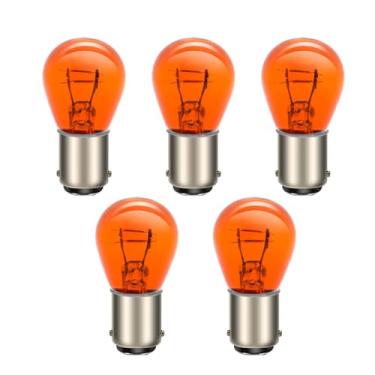 Imagem de SOFOC BA15D P21W Lâmpadas para sinalização de direção de carro/moto, luz de freio, luz de neblina traseira, S25 12V 21W amarelo, feixe alto/baixo, 5 peças