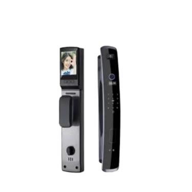 Imagem de 3d reconhecimento facial impressão digital eletrônico inteligente fechadura da porta visual campainha desbloqueio remoto com cartão chave câmera e dados sim(24x240R)