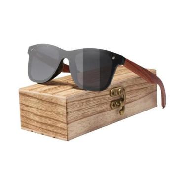 Imagem de Óculos de Sol Vintage de Madeira Polarizados UV400 Masculino - Armação