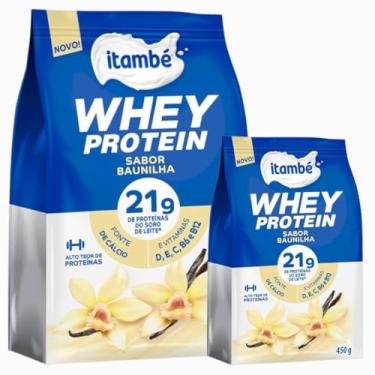 Imagem de 2 Unidades - Whey Protein Complemento Alimentar em pó Itambé 450 gr- Sabor Baunilha