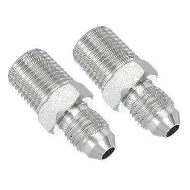 Imagem de PATIKIL Conector adaptador de tubo 7/40.6 cm macho 37 ° Flare JIC x 1/10.2 cm macho R encaixe de tubulação 2 peças conector hidráulico de encaixe de restrição de alimentação de óleo para sistema de