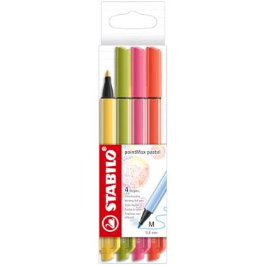 Imagem de Caneta de escrita com ponta de nylon – Stabilo pointMax carteira para cartões com 4 cores pastel sortidas
