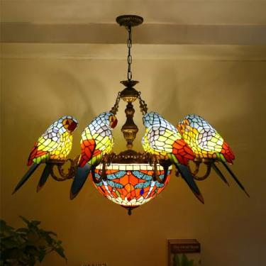 Imagem de Luxo Europeu Papagaio Lustre LED Americano Vintage Cor Criativa Lâmpada Pingente Casa Sala Quarto Hotel Villa Lustre (A 6 Luzes)
