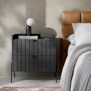 Imagem de Mesa De Cabeceira Venus 60 Base Preto (Grafite/Preto)