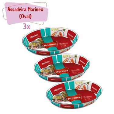 Imagem de Kit 3 Travessa Vidro Marinex Assados e sobremesas 1,6L Nadir  - NADIR 