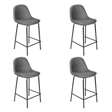 Imagem de Kit 4 Banquetas Tânia Pu 65cm Preto Vintage - Rivatti