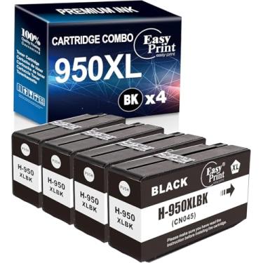 Imagem de Cartucho de tinta preta EASYPRINT 950XL de substituição para HP 950XL compatível com impressora HP OfficeJet Pro 8600 8610 8615 8620 8625 8630 8100 276dw 251dw (4 preto)