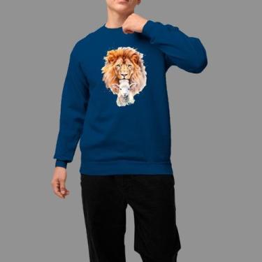 Imagem de Moletom Gola Careca Basico Masculino Casual Confortável Inverno Blusa 