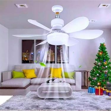 Imagem de Ventilador de Teto com Luminária, 40W, 3 Pás, Controle Remoto, Branco