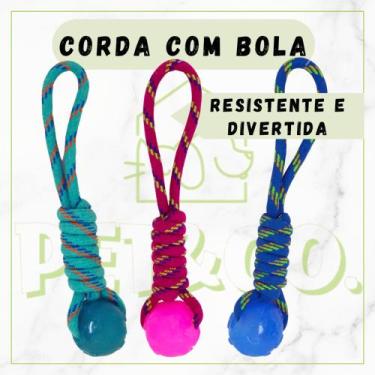 Imagem de Brinquedo Bolinha com Corda Puxador para Cachorro de Todos os Portes -