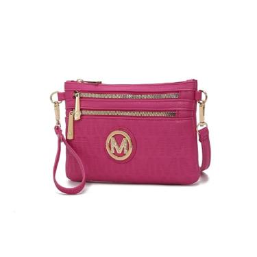 Imagem de MKF Bolsa tiracolo feminina, alça de pulso – Bolsa de ombro de couro PU – Bolsa carteiro pequena preta, Roonie Fuschia, Small