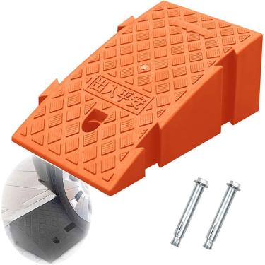 Imagem de Rampa para cadeira de rodas e scooter de mobilidade, rampa de calçada para altura de subida de 19 cm, rampa de limite de plástico resistente - 7,5 de altura, laranja, H: 16 cm/6,3"