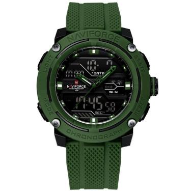Imagem de Relógio Esportivo Masculino Dupla Exibição De Quartzo Pulseira Silicone 5atm À Prova Da Água Verde
