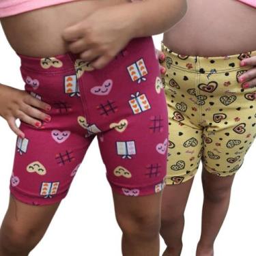 Imagem de Kit 2 Bermudas Tipo Ciclista Cotton Estampado Infantil Calor - Paraíso