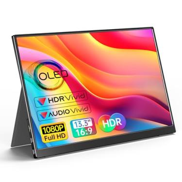 Imagem de VILVA Monitor portátil OLED para laptop - 13.3 1080p FHD monitor USB-C HDMI laptop com capa e alto-falantes externos/PC/Mac/telefone/Xbox Switch/PS4