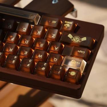 Imagem de mintcaps Teclas transparentes – Teclado transparente PC Cherry Profile Conjunto de teclas marrom 153 teclas brilham através de teclas para teclado mecânico Cherry Gateron Mx Switches