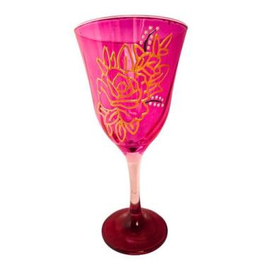 Imagem de Taça Personalizada Cigana Rosa Lírio Luxo 365ml  Vidro - Nadir