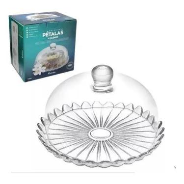 Imagem de Boleira De Vidro Com Tampa Pétalas De Jasmim 12 X 24,5cm - Vitazza