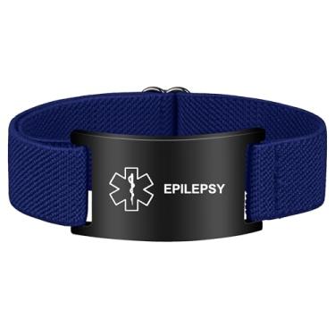 Imagem de Pulseira de alerta médico para mulheres e homens, pulseira de identificação de alerta médico ajustável para diabéticos D.N.R marcapasso epilepsia, One Size, Aço inoxidável, Sem Pedra Preciosa