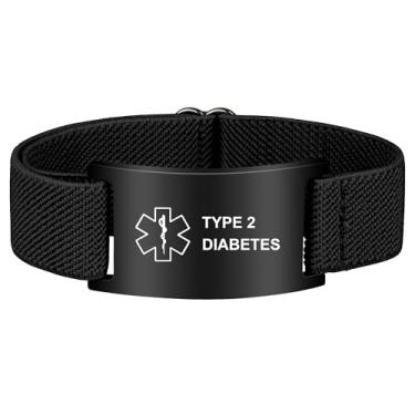 Imagem de Pulseira de alerta médico para mulheres e homens, pulseira de identificação de alerta médico ajustável para diabéticos D.N.R marcapasso epilepsia, One Size, Aço inoxidável, Sem Pedra Preciosa