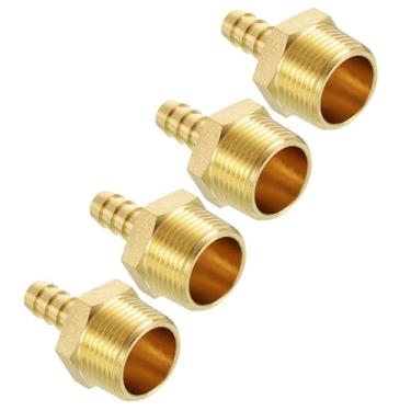 Imagem de Kozelo Pacote com 4 conectores adaptadores de mangueira de latão para mangueira de 3/20.3 cm para conexões macho NPT de 3/10.2 cm para máquinas domésticas, banheiras de massagem, sistemas de irrigação