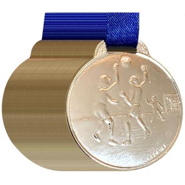 Imagem de Kit 100 Medalhas Evento Campeonato Handebol 3,5cm Premiação prata
