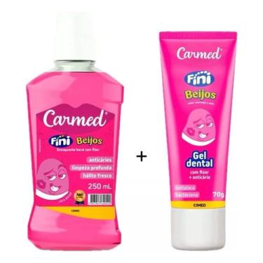 Imagem de Kit Pasta De Dente + Enxaguante Bucal Carmed Fini Beijos