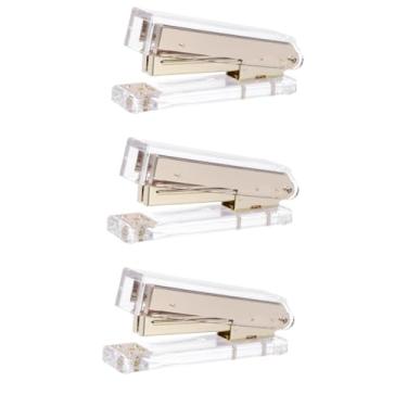 Imagem de 3 peças de alicate grampeador grampeador resistente para mesa acessórios de mesa dourados, grampeador escolar, grampeador de mesa, grampeador elétrico, grampeador de escritório, placa de estudante
