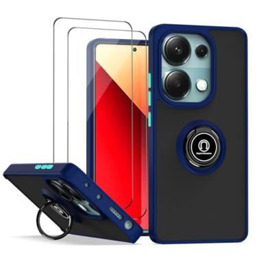 Imagem de QUIETIP Capa compatível com Poco M6 Pro e Redmi Note 13 Pro 4G com protetor de tela, TPU + PC rígido à prova de choque anel magnético capa de suporte de carro, azul