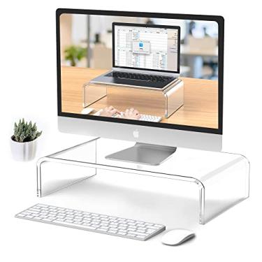 Imagem de Suporte de acrílico para laptop, suporte acrílico para laptop, bandeja de acrílico para monitor de computador, suporte transparente para monitor de computador, bandeja de cama de acrílico, mesa de computador, suporte branco, acessórios de escritório