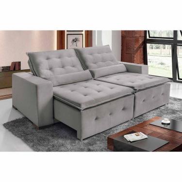 Imagem de Sofá Spazzio 4 Lugares 2,20cm Retrátil E Reclinável - De Casa Décor E Estofados Cinza Claro