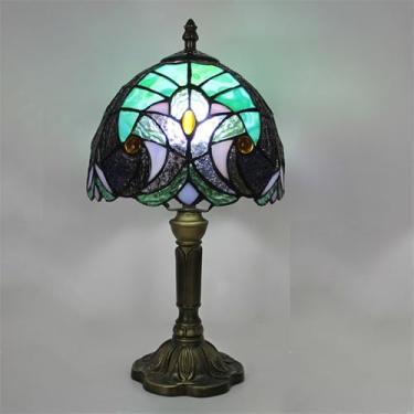 Imagem de OUFULA American Vintage Lâmpada de Mesa LED Luxo Criatividade Sala de Estar Quarto Estudo Quarto de Criança Villa Hotel Cor Vidro Mesa Luz (Estilo 10)