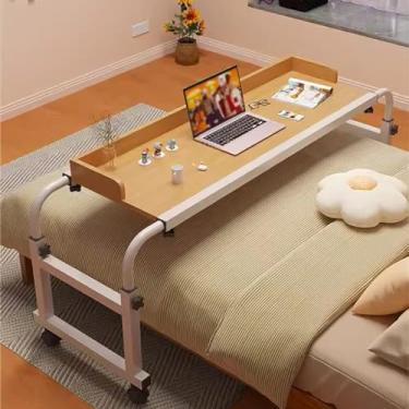 Imagem de Mesa de mesa ajustável para sobrecama, mesa médica portátil com rodas de rodízios, mesa sobrecama, computador móvel com defletor de mesa